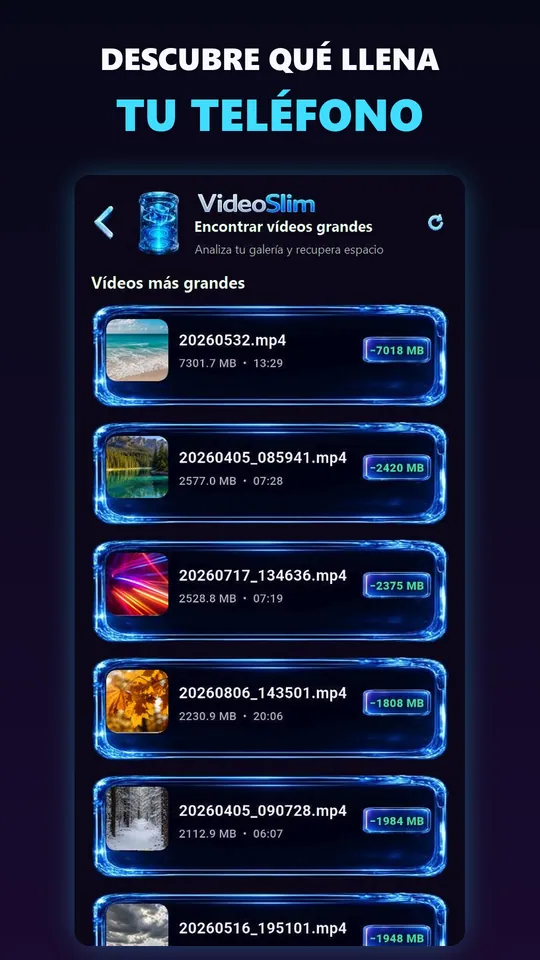 Encuentra los videos que más espacio ocupan