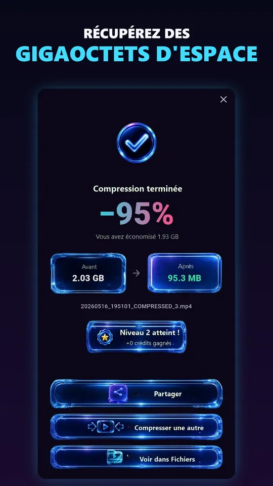Voyez l'espace réellement récupéré