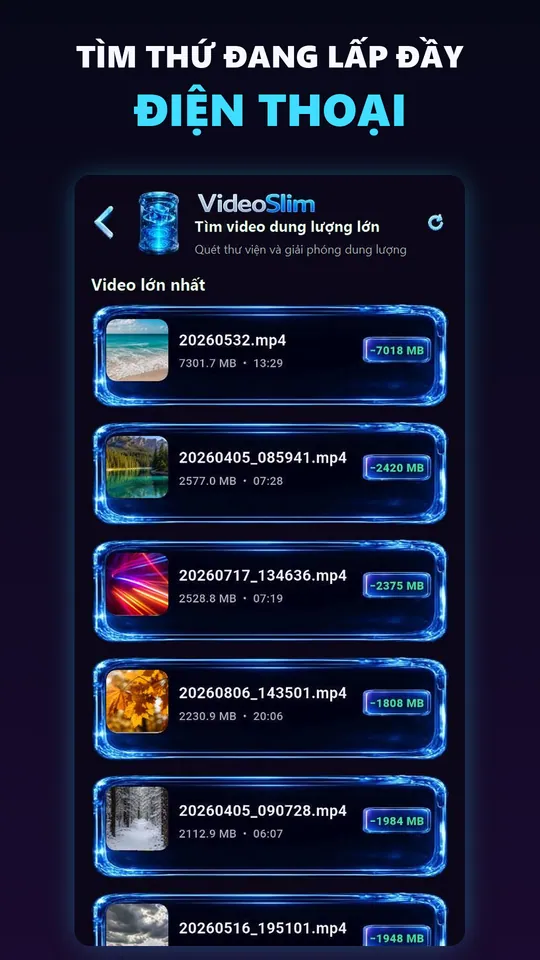 Tìm những video chiếm nhiều bộ nhớ nhất